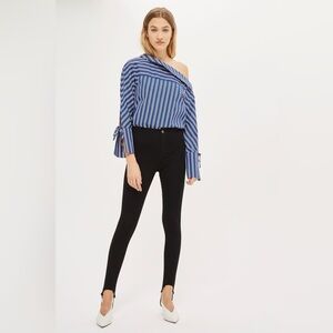 Topshop Black Jeans Jamie Stirrup Denim Leggings High Rise Stretchy Size 26